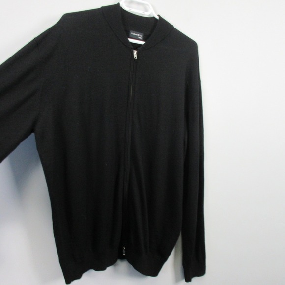Collars & Co. Zip Up Cardigan Sweater Men XXL Black 100% Merino Wool Casual 494 - Picture 9 of 13